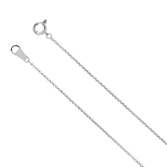Platinum 1mm Solid Rolo Chain Necklace, 18 Inch